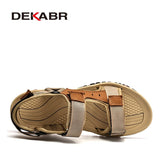 DEKABR Sandals For Men Outdoor Fashion 2023 Summer Men Shoes Genuine Leather Non-slip Beach Slip-On Daily Footwear Men Sandals