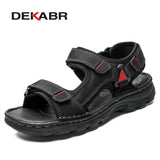 DEKABR Size 48 Male Genuine Leather Sandals Summer Casual Men Shoes Vacation Beach Shoes Fashion Outdoor Non-Slip Sneakers