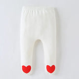 0-18M Baby Girl Pant with Footies Heart Trousers Newborn Infant PP Pant Toddler Girl Clothes Elastic Waist Kid Legging A1119
