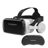 G04BS Wireless VR Glasses 3D Virtual Reality Box Google Cardboard Stereo Mic Headset Helmet for 4.7-7.2" Smartphone+Joystick