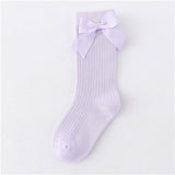 Solid Children Socks With Bows Cotton Baby Girls Socks Soft Toddlers Long Socks For Kids Princess Knee High Socks for Girls 2020