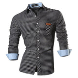 Jeansian Men's Casual Dress Shirts Fashion Desinger Stylish Long Sleeve 8371 Black2