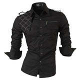 Jeansian Men's Casual Dress Shirts Fashion Desinger Stylish Long Sleeve 8371 Black2