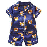 Children's pajamas set Baby suit Kids Clothes Toddler Boys Girls Ice silk satin Cartoon printing Tops Pants Set home Wear