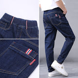 New Fashion Baby Jeans Solid Blue Denim Trousers for Big Boys Casual Washing Blue Jeans Loose Children Long Pant Fat Boy Clothes