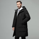 2022 New White Duck Down Jacket Men Winter Thick Warm Hooded Long Parka Coat Overcoat Mens Fashion Duck Down Windbreaker  Solid