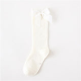 Solid Children Socks With Bows Cotton Baby Girls Socks Soft Toddlers Long Socks For Kids Princess Knee High Socks for Girls 2020