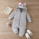 2021 New Cute BABY Newborn Baby Boy Girl Clothes Long Sleeve Hoddies Bear Zipper Baby Romper Clothes Autumn Winter Wear 0-18M