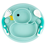 Baby Silicone Plate Set Self-Feeding Antislip Saucer Suction Children's Tableware Silicone Dish for Baby-Led Weaning 9 Months+
