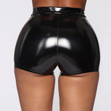 Summer Sexy Black PU Shorts Fashion Nightclub Costumes Women Clothing Faux Leather Goth High Waisted Short Y2k Hot Woman Pants