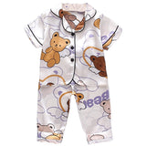 Children's pajamas set Baby suit Kids Clothes Toddler Boys Girls Ice silk satin Cartoon printing Tops Pants Set home Wear
