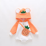 2021 New Cute BABY Newborn Baby Boy Girl Clothes Long Sleeve Hoddies Bear Zipper Baby Romper Clothes Autumn Winter Wear 0-18M