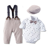 Baby Suits Newborn Boy Clothes Vest + Romper + Hat Formal Clothing Outfit Party Bow Tie Children Birthday Dress New Born 0- 24 M