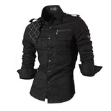 Jeansian Men's Casual Dress Shirts Fashion Desinger Stylish Long Sleeve 8371 Black2