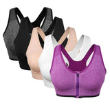 VEQKING Front Zipper Women Sports Bras,Breathable Wirefree Padded Push Up Sports Top,Fitness Gym Yoga Workout Bra Sports Bra Top