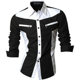 Jeansian Men's Casual Dress Shirts Fashion Desinger Stylish Long Sleeve 8371 Black2