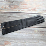 Bickmods Ladies Black Long Sheepskin Genuine Leather Zipper Style Soft Fashion Gloves Keep Warm In Autumn And Winter
