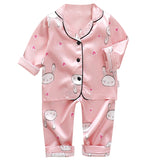 Children's pajamas set Baby suit Kids Clothes Toddler Boys Girls Ice silk satin Cartoon printing Tops Pants Set home Wear