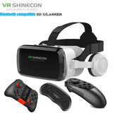 G04BS Wireless VR Glasses 3D Virtual Reality Box Google Cardboard Stereo Mic Headset Helmet for 4.7-7.2" Smartphone+Joystick