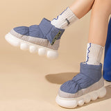 Chunky High Heels 5cm Women's Ankle Boots Winter Platform Soft Female Cotton Shoes Outdoor Waterproof Non-slip Woman Snow Boot