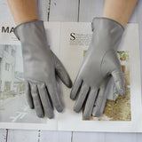 Touch Screen Sheepskin Driver Driving Gloves Female Color Leather Unlined Thin Fashion Straight Style Motorcycle Riding Gloves