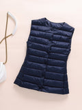Ultralight Down Vest Women 2022 New Single-breasted Sleeveless Female Duck Down Waistcoat Puffer Feather Padded Warm Jacket