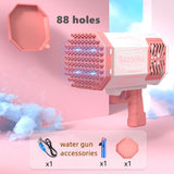 88/69Holes Bubble Gun Automatic Bubbles Machine Rocket Gun Launcher Shape Blower Soap Toys For Kid Bubble Machine Party Supplies