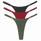 3Pcs/Set Sexy Women's Panties Low Waist Cotton G-string Thong Panties Women's Solid Color Metal T-pants Panties S-XL Lingerie