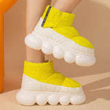 Chunky High Heels 5cm Women's Ankle Boots Winter Platform Soft Female Cotton Shoes Outdoor Waterproof Non-slip Woman Snow Boot