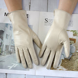 Touch Screen Sheepskin Driver Driving Gloves Female Color Leather Unlined Thin Fashion Straight Style Motorcycle Riding Gloves