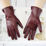 Touch Screen Sheepskin Driver Driving Gloves Female Color Leather Unlined Thin Fashion Straight Style Motorcycle Riding Gloves