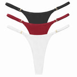 3Pcs/Set Sexy Women's Panties Low Waist Cotton G-string Thong Panties Women's Solid Color Metal T-pants Panties S-XL Lingerie
