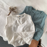 Children's Double Gauze Cotton Tank Top Summer New Boys And Girls Baby Casual Breathable Thin Sleeveless T-Shirts WT830