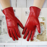 Touch Screen Sheepskin Driver Driving Gloves Female Color Leather Unlined Thin Fashion Straight Style Motorcycle Riding Gloves