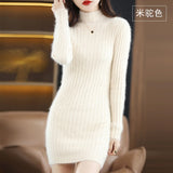 Autumn and Winter 2022 Long Women's Sweater 100% Mink Cashmere High Neck Knitted Pullover Korean Fashion Soft Women's Top