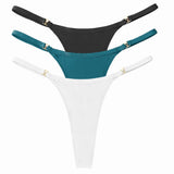 3Pcs/Set Sexy Women's Panties Low Waist Cotton G-string Thong Panties Women's Solid Color Metal T-pants Panties S-XL Lingerie