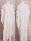 2023 White Solid Bikini Set Cover-ups Sexy V-neck 3/4 Sleeve Long Kaftan Beach Dress Women Beachwear Bathing Suit Cover Up A1431