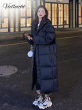 Vielleicht New Solid Color Long Straight Winter Coat Casual Women Parkas Clothes Hooded Stylish Winter Jacket Female Outerwear