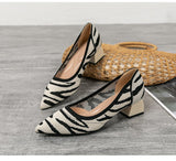 Large women's high-heeled shoes Fashion pointy beautiful pattern square toe shoes Heel rubber anti-skid shoes New 2023