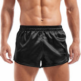 Satin Underwear Boxers Men's Sexy Boxer Briefs Smooth Silk Pajamas Shorts Loose Split Man Lounge Boxershorts Home Sleep Bottoms
