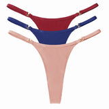3Pcs/Set Sexy Women's Panties Low Waist Cotton G-string Thong Panties Women's Solid Color Metal T-pants Panties S-XL Lingerie