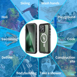 IP68 Waterproof Case On For iphone 14 Pro Max Case Transparent Armor Diving Swim Wireless Charging Full Cover iphone14 Plus Capa
