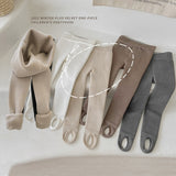 MILANCEL Kids Pants Solid Girls Tights Fur Lining Pantyhose Girl Skinny Leggings