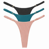 3Pcs/Set Sexy Women's Panties Low Waist Cotton G-string Thong Panties Women's Solid Color Metal T-pants Panties S-XL Lingerie