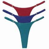 3Pcs/Set Sexy Women's Panties Low Waist Cotton G-string Thong Panties Women's Solid Color Metal T-pants Panties S-XL Lingerie