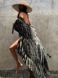 Beach Cover Ups for Swimwear Women Black Tie Dye Kimono Swimsuit Cape Summer Dress 2022 Beachwear Outfits Sales