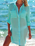 2023 Beach Cover up  White Tunic Woman Bikini Cover-ups Bathing Suit Women Beachwear Swimsuit Cover up Sarong pareo plage Q833