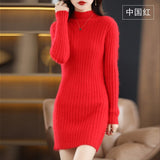 Autumn and Winter 2022 Long Women's Sweater 100% Mink Cashmere High Neck Knitted Pullover Korean Fashion Soft Women's Top