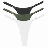 3Pcs/Set Sexy Women's Panties Low Waist Cotton G-string Thong Panties Women's Solid Color Metal T-pants Panties S-XL Lingerie
