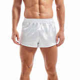 Satin Underwear Boxers Men's Sexy Boxer Briefs Smooth Silk Pajamas Shorts Loose Split Man Lounge Boxershorts Home Sleep Bottoms